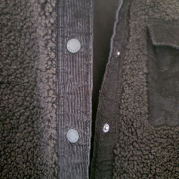 Aerie Offline Black Sherpa Corduroy Button Front Shacket Jacket Size XS - Picture 5 of 7